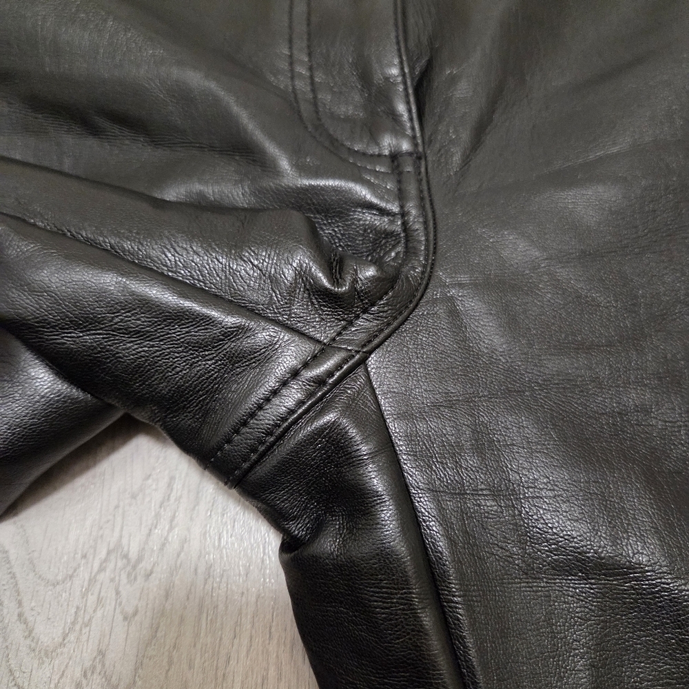 Aritzia Wilfred Black Leather Straight-Leg Pants High-Rise Minimalist Chic Luxe - Picture 6 of 11